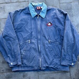 Vintage Disney Mickey Mouse blue jacket with denim collar  size XL